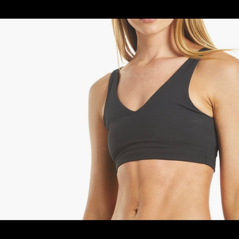 Spiritual Gangster Ribbed Plunge Active Bra size small Black Gently worn